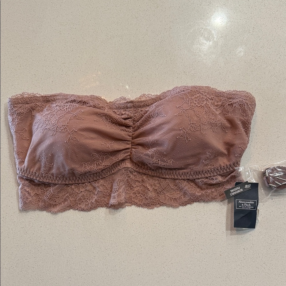 NWT Abercrombie & Fitch Lace Bandeau Bra in Dusty Rose Size Large